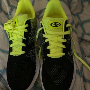 Neon Yellow and Black Athletic Shoes